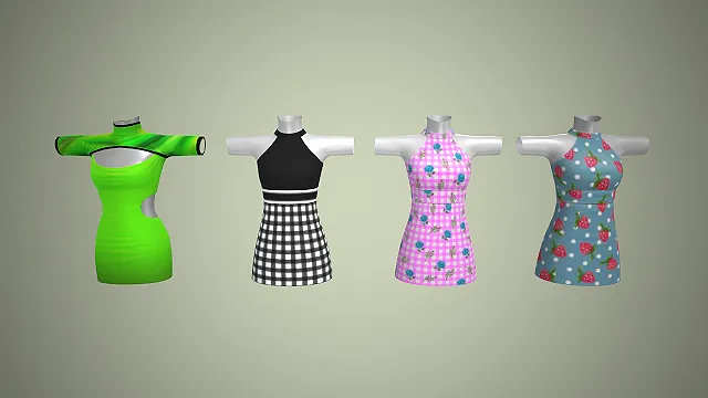 包臀短裙  挂脖设计  辣妹风穿搭  夏日休闲风