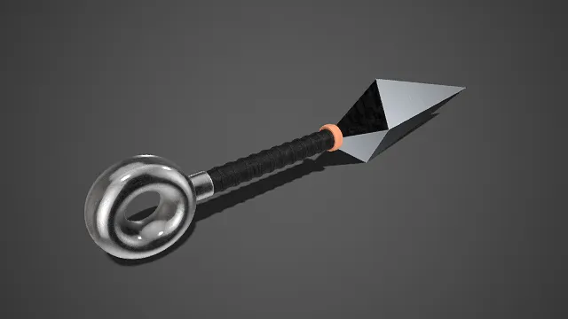 忍者  苦无  飞镖类  暗器  几何锥头  粗糙纹理  金属圆环