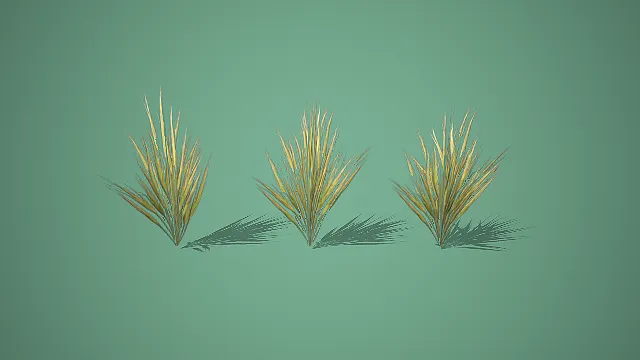 卡通风格细叶草丛组合 3D 低多边形户外植被场景装饰模型