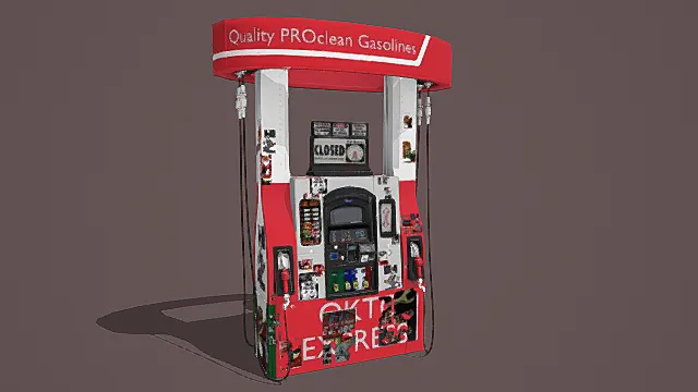 废土涂鸦风格改装加油站模型