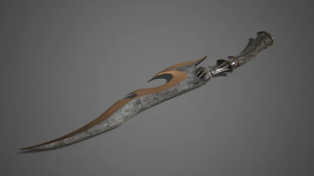 暗黑奇幻  弯刃长刀  金属质感  镂空设计  攻击性  兵器