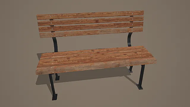 复古户外木质长椅3D模型