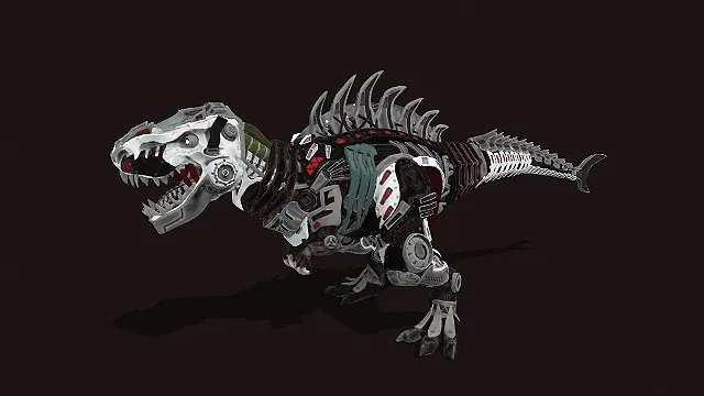 黑红机甲霸王龙：暗骸血脊科幻机械恐龙模型