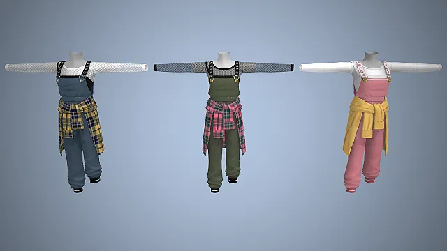 背带裤套装  街头休闲风  复古工装  宽松束脚裤