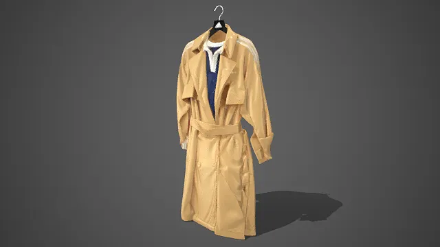 阿迪达斯  卡其色  亮面风衣  漆皮  经典翻领  束腰设计