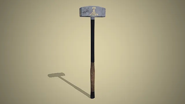 北欧风格战锤  做旧金属质感  近战武器  复古工艺