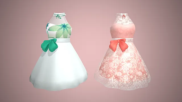 挂脖连衣裙  蓬蓬裙  甜美风  蝴蝶结  