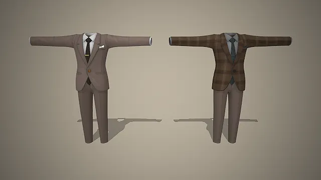 男士西装  商务风  服装道具  格子西装