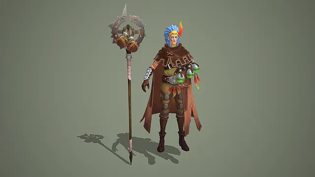 蒸汽朋克风格法杖法师角色 3D 模型