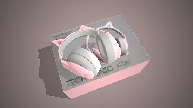 一款二次元风格潮流单品猫耳头戴式耳机的3D模型