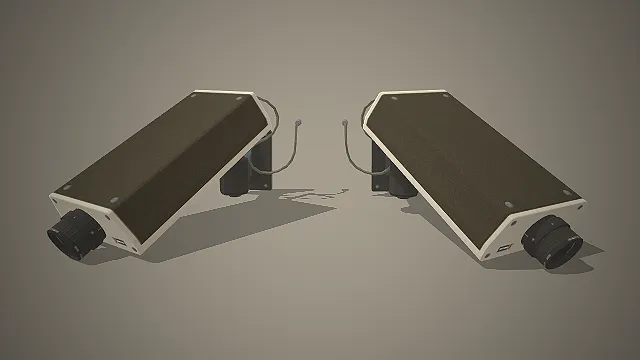 工业监控摄像头  复古科技感  双机位设计  安防道具