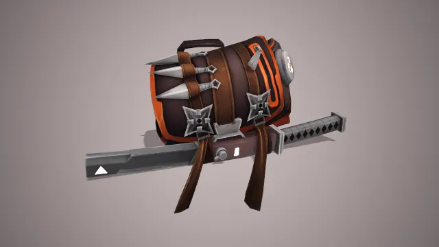 装有飞镖，大刀等各种武器的背包