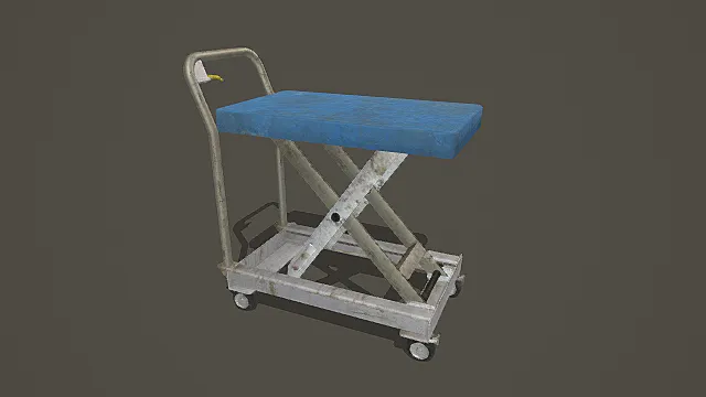 复古仓储风旧化升降手推车3D模型