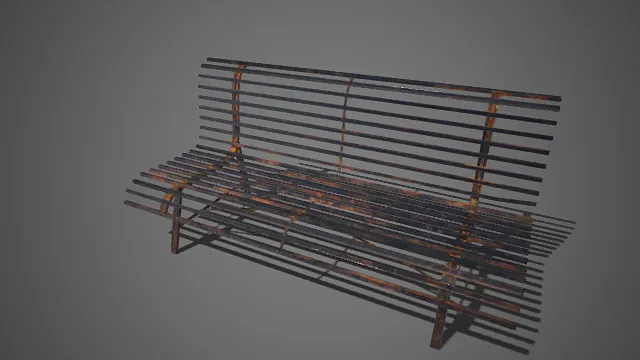 工业风  锈蚀金属长椅  镂空  复古做旧质感  功能性  多条金属条构成