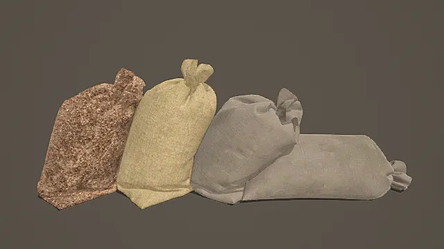 复古生活风多色粗布束口袋3D模型