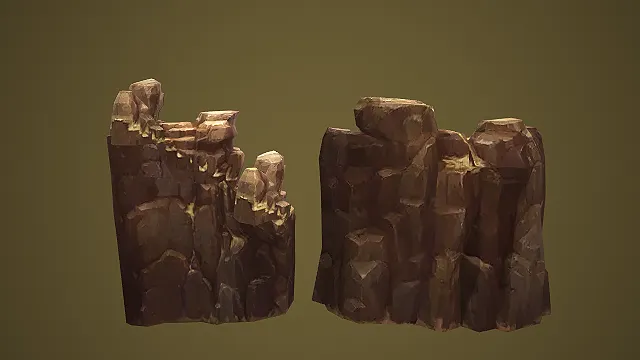 奇幻风多造型岩石场景组件 3D 模型.fbx