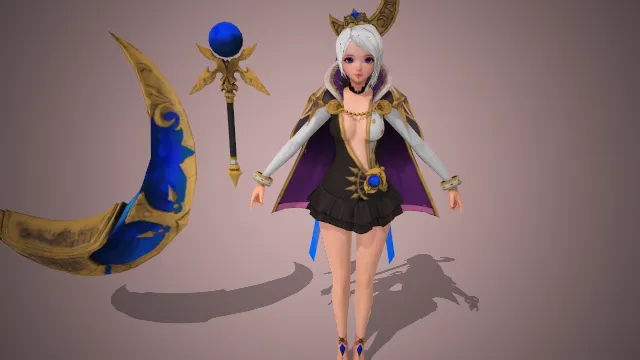 月相主题设计 魔法武器 华丽服饰 银发造型