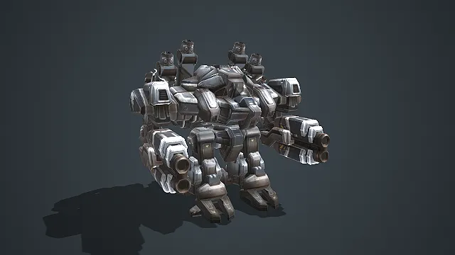 科幻重型双炮机甲战士 3D 模型 星际题材作战单位素材