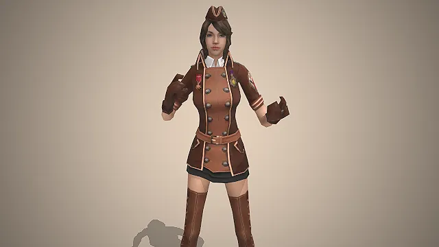 女角色  棕色军装制服  勋章臂章  军官造型