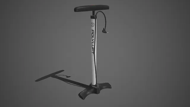 立式手动打气筒  白黑配色  品牌标识  按压式手柄  便携充气工具  实用性与简洁  