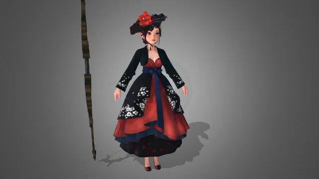 人物模型 山茶花（少女） 游戏皮肤