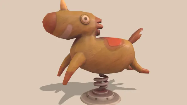 木制游乐场摇摆马动画玩具