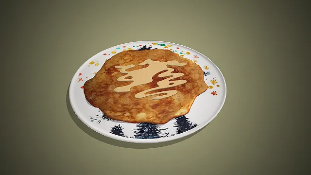 一张写实风格的3d煎饼模型