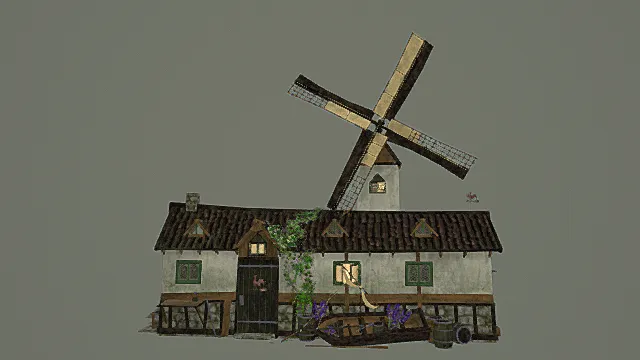 欧式田园风车农舍模型 