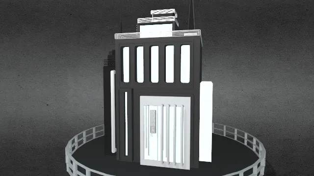 赛博朋克低多边形楼房建筑