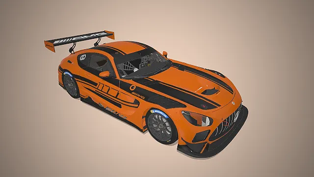 梅赛德斯  橙黑赛道涂装  大尺寸尾翼  米其林轮胎