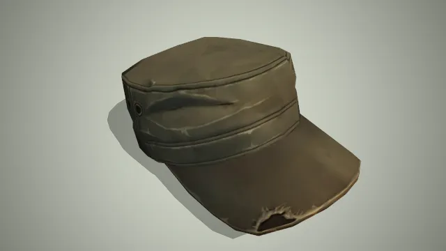有点破损的军绿色复古帽子