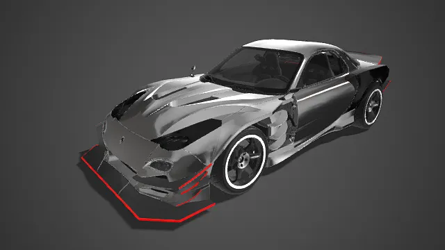 银黑色调  改装跑车模型  动感  竞速  低趴包围  空气动力学套件  时尚设计