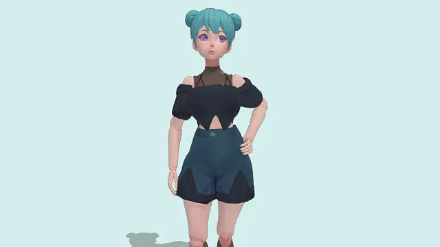 3D卡通风格可爱人物角色模型，创意设计（3D角色、卡通风格、元气时尚风，角色设计主题）