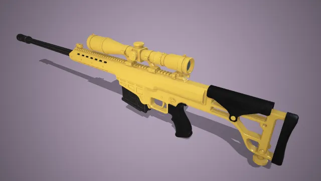 重型狙击枪 黄色 武器 枪械 射击 pbr模型