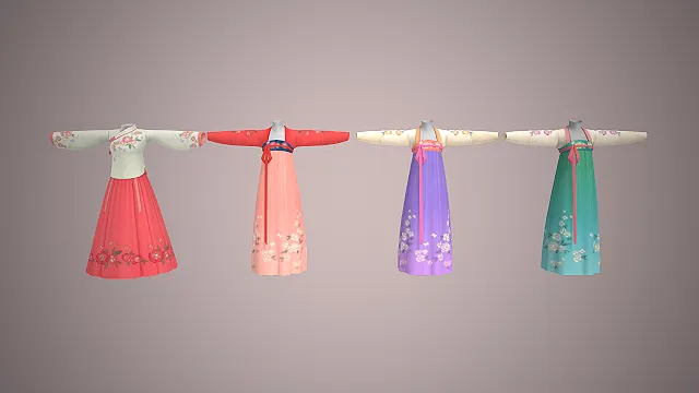 汉服模型  齐胸襦裙  传统服饰  古风穿搭  绣花装饰