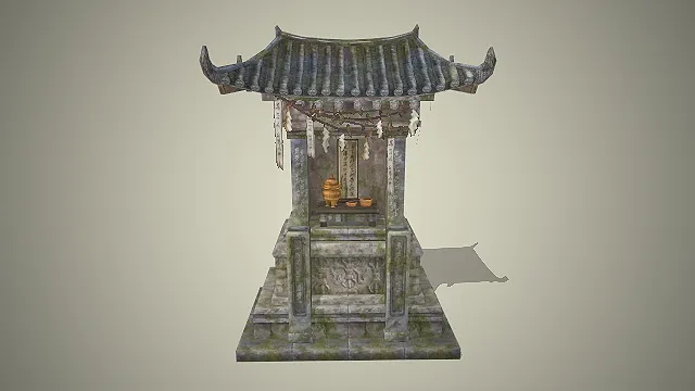 石质神龛  古风祭祀建筑  仙侠场景  祭祀道具