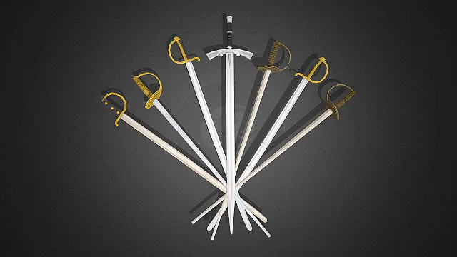 欧式刀剑套装  中世纪题材  武器库  骑士武器