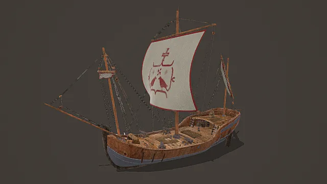 中世纪航海风格纹章帆船模型