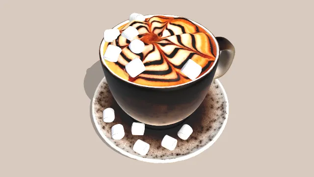 一杯卡布奇诺放有一些方糖饮品