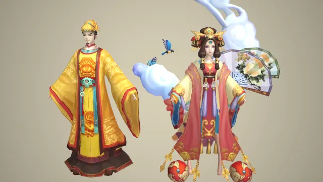 帝王帝后  古风宫廷  龙袍凤冠  祥云法器