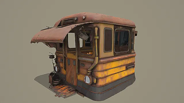 复古废土锈蚀移动小屋3D模型