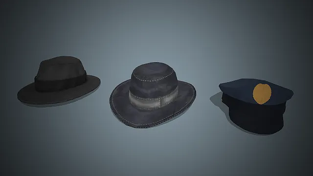 一套复古风格的帽饰3D模型