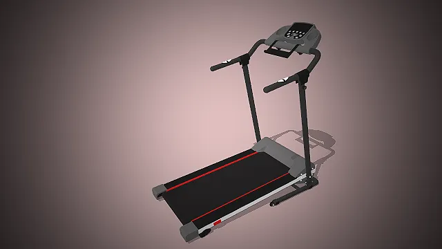 一个黑灰配色的家用跑步机3D模型