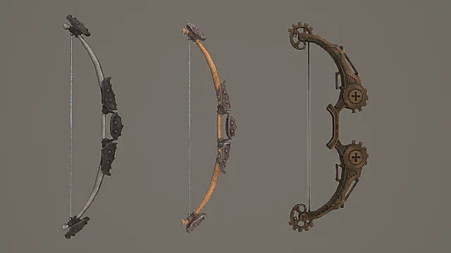 复古机械弓箭套装游戏武器3D模型