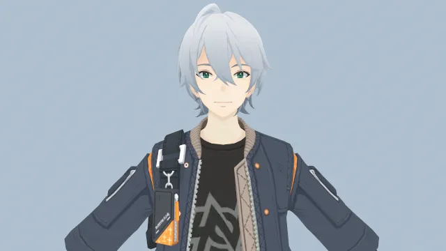 游戏角色男性人物白色透风运动装