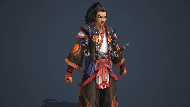 带太刀的日式和风武士浪人模型