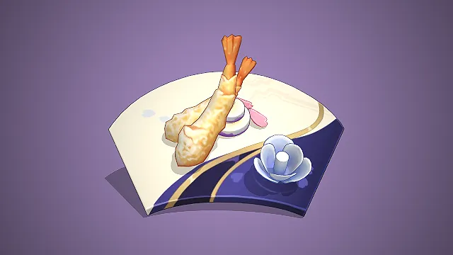 天妇罗  日式料理  手绘渲染  扇形餐盘