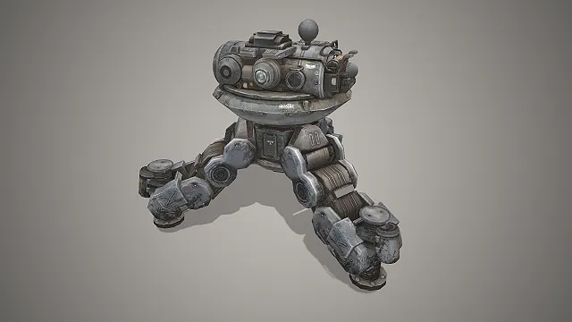 步行侦查机甲  无人作战单位  做旧金属  无人侦查