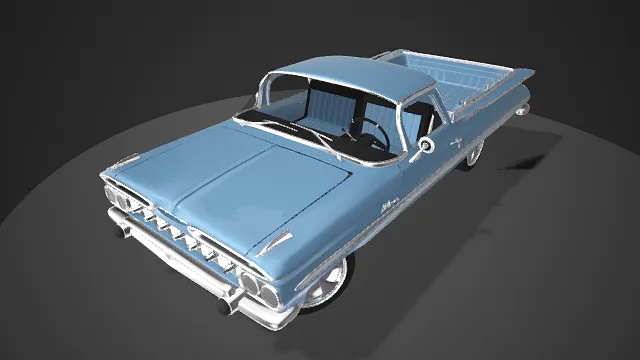 复古  美式皮卡  镀铬装饰  浅蓝色  精致  线条流畅  