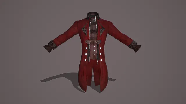 复古风格维多利亚吸血鬼服饰3D模型，华丽装饰设计